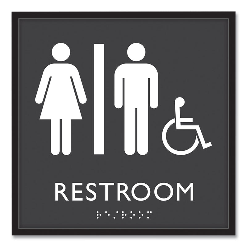 Headline Sign ADA Sign, Unisex Accessible Restroom, Plastic, 8 x 8, Clear/White (USS66911) Each