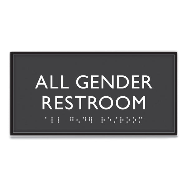 Headline Sign ADA Sign, All Gender Restroom, Plastic, 4 x 4, Clear/White (USS69920) Each