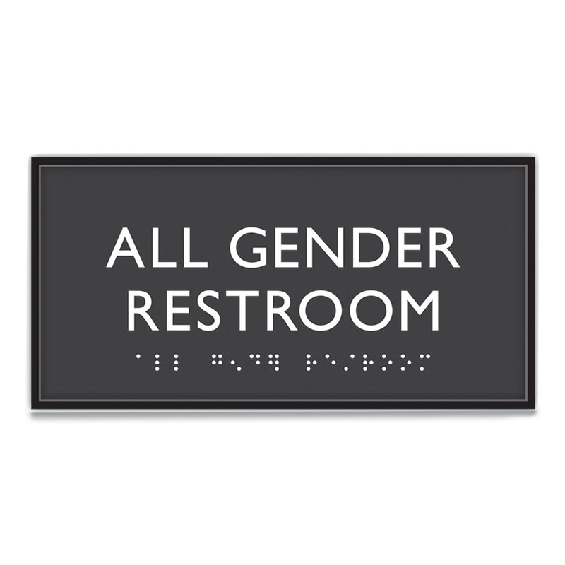 Headline Sign ADA Sign, All Gender Restroom, Plastic, 4 x 4, Clear/White (USS69920) Each