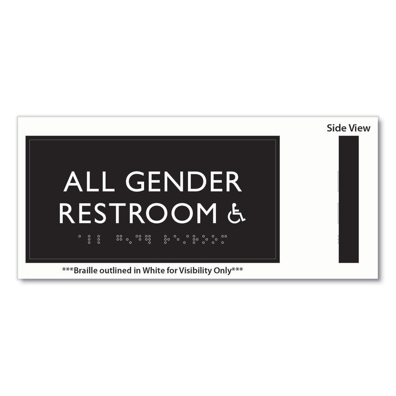 Headline Sign ADA Sign, All Gender Restroom Accessible, Plastic, 4 x 4, Clear/White (USS69921) Each