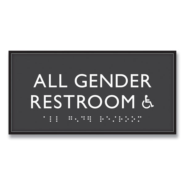 Headline Sign ADA Sign, All Gender Restroom Accessible, Plastic, 4 x 4, Clear/White (USS69921) Each