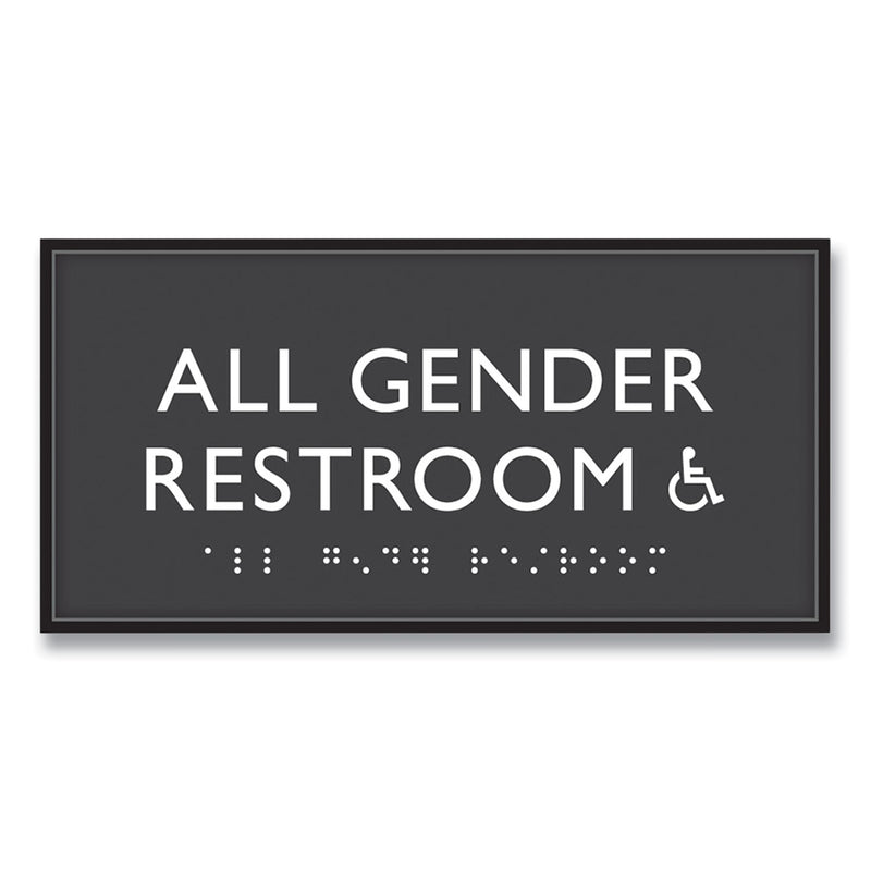Headline Sign ADA Sign, All Gender Restroom Accessible, Plastic, 4 x 4, Clear/White (USS69921) Each