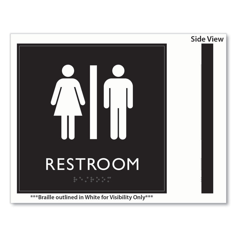 Headline Sign ADA Sign, Unisex Restroom, Plastic, 8 x 8, Clear/White (USS66910) Each