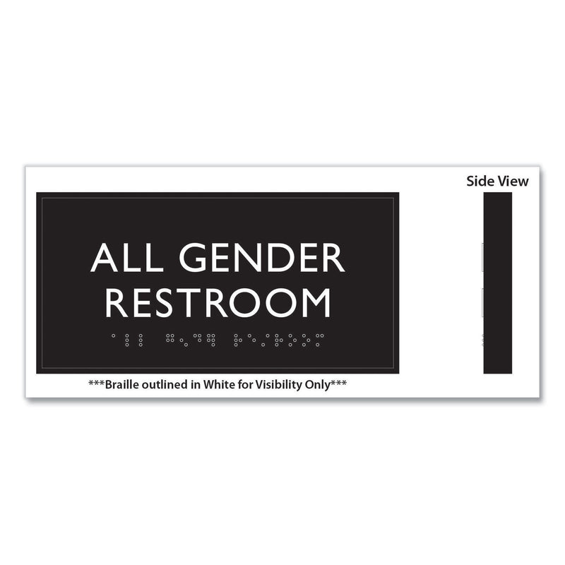 Headline Sign ADA Sign, All Gender Restroom, Plastic, 4 x 4, Clear/White (USS69920) Each
