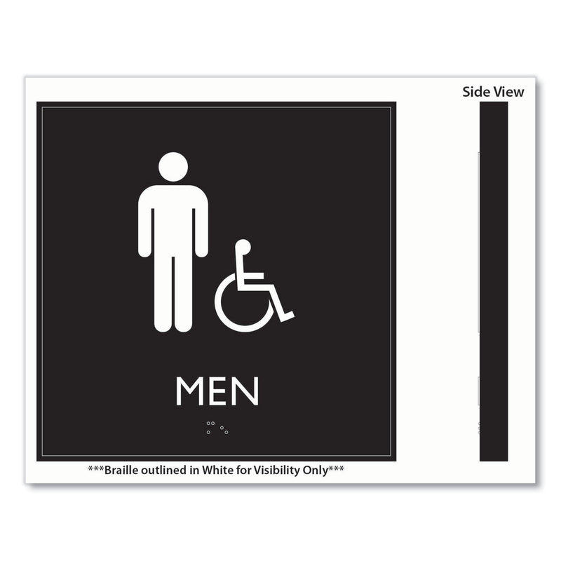 Headline Sign ADA Sign, Men Accessible, Plastic, 8 x 8, Clear/White (USS66915) Each