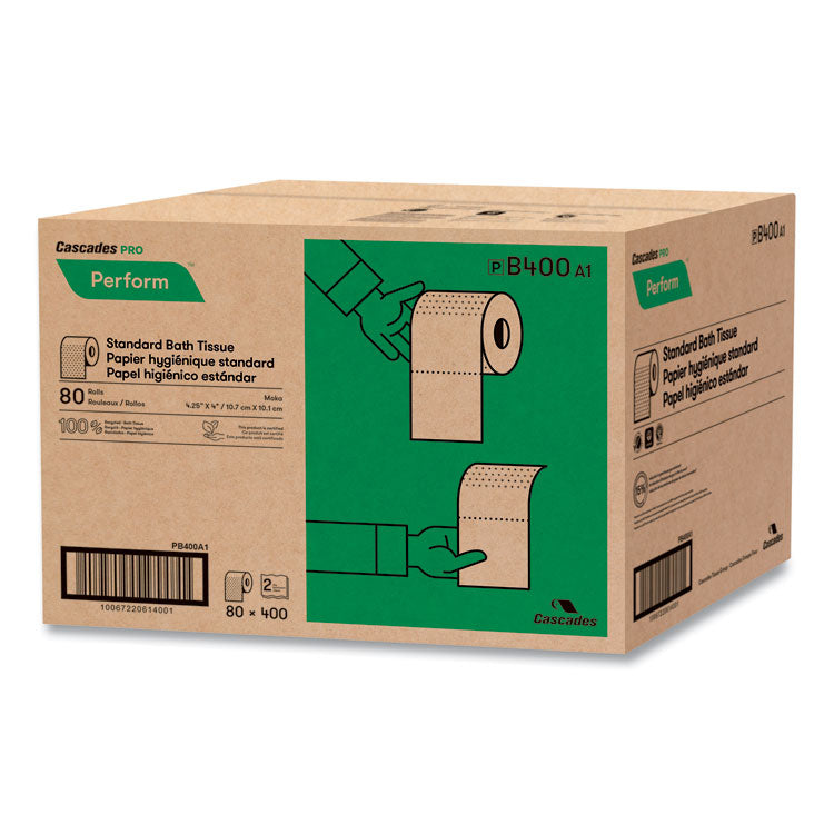 Cascades PRO Select Standard Bath Tissue, 2-Ply, White, 4.25 x 4, 400/Roll, 80/Carton (CSDB400) Case of 80