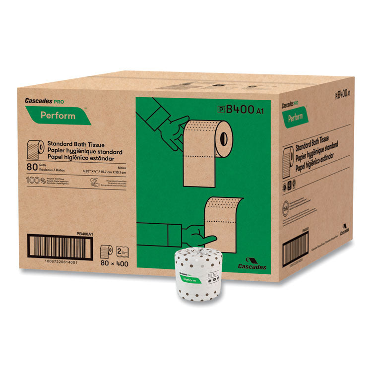 Cascades PRO Select Standard Bath Tissue, 2-Ply, White, 4.25 x 4, 400/Roll, 80/Carton (CSDB400) Case of 80