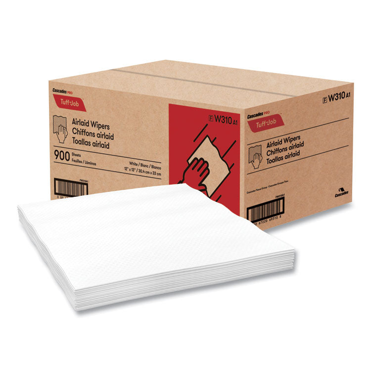 Cascades PRO Tuff-Job Airlaid Wipers, Medium, 12 x 13, White, 900/Carton (CSDW310)