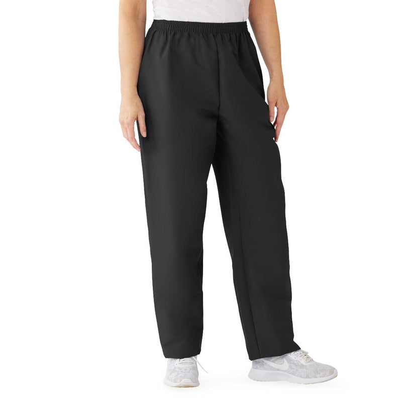 ComfortEase Women's Elastic Waist 2-Pocket Scrub Pants, Size 4XL Regular Inseam, Black, 1/EA  (8850DKW4XL) Each