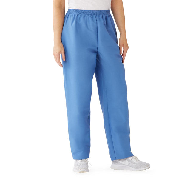 ComfortEase Women's Elastic Waist 2-Pocket Scrub Pants, Size 4XL Regular Inseam, Ceil Blue, 1/EA  (8850JTH4XL) Each