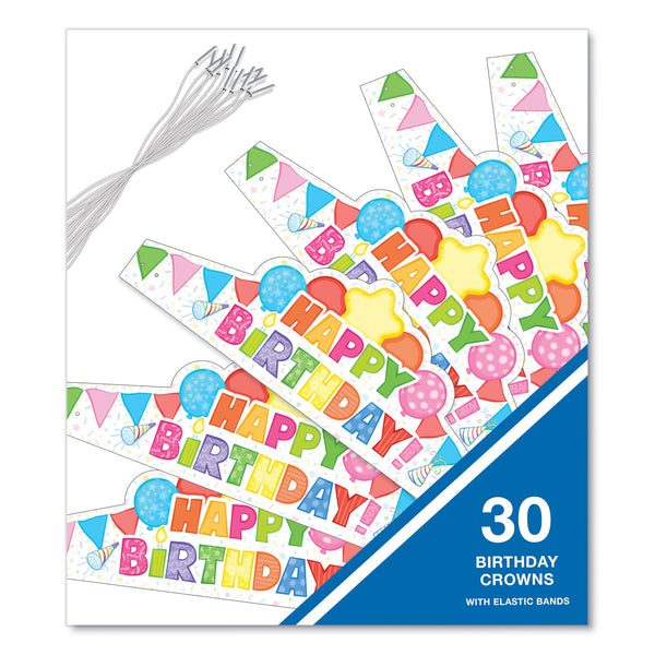 Carson-Dellosa Education Student Crown, Birthday, 14.5 x 5.13, Assorted Colors, 30/Pack (CDP101100) Pack of 30