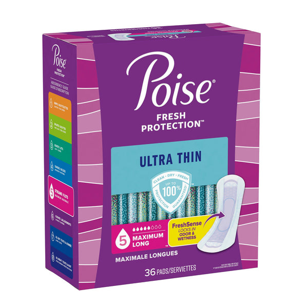 Poise® Fresh Protection™ Ultra Thin Bladder Control Pad 14.1 Inch Length Heavy Absorbency Sodium Polyacrylate Core One Size Fits Most (1205943_PK) 36/PK