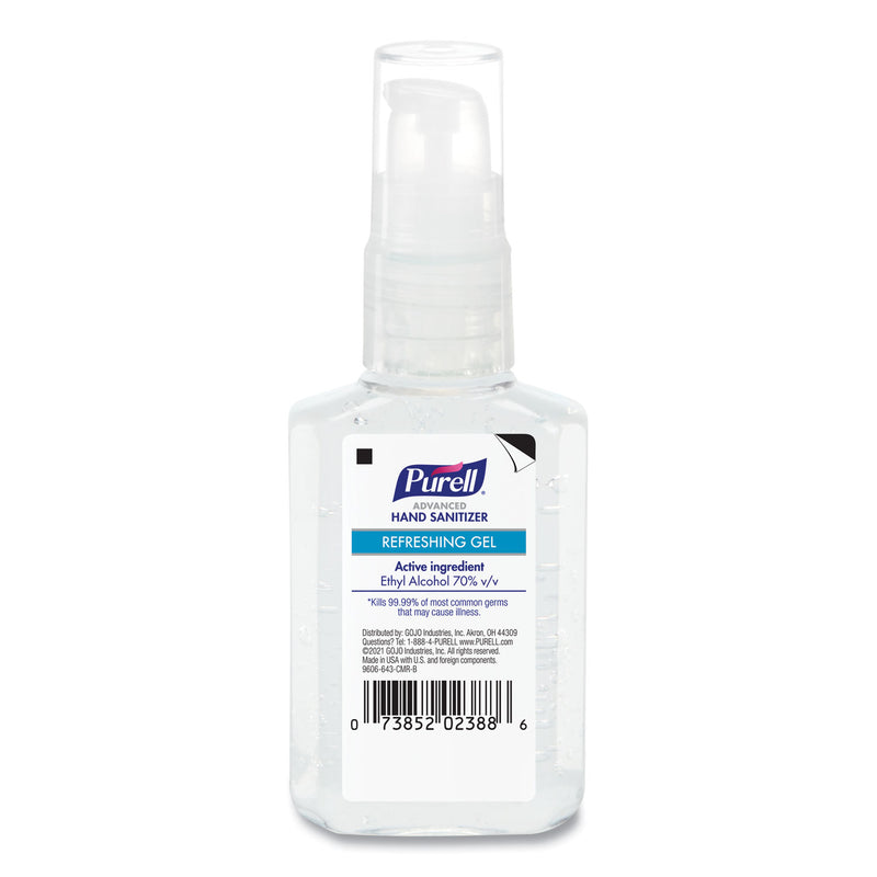 Purell Advanced Hand Sanitizer Refreshing Gel, 2 oz Travel-Sized Pump Bottle, Clean Scent, 24/Carton (GOJ305024CMR) Case of 24