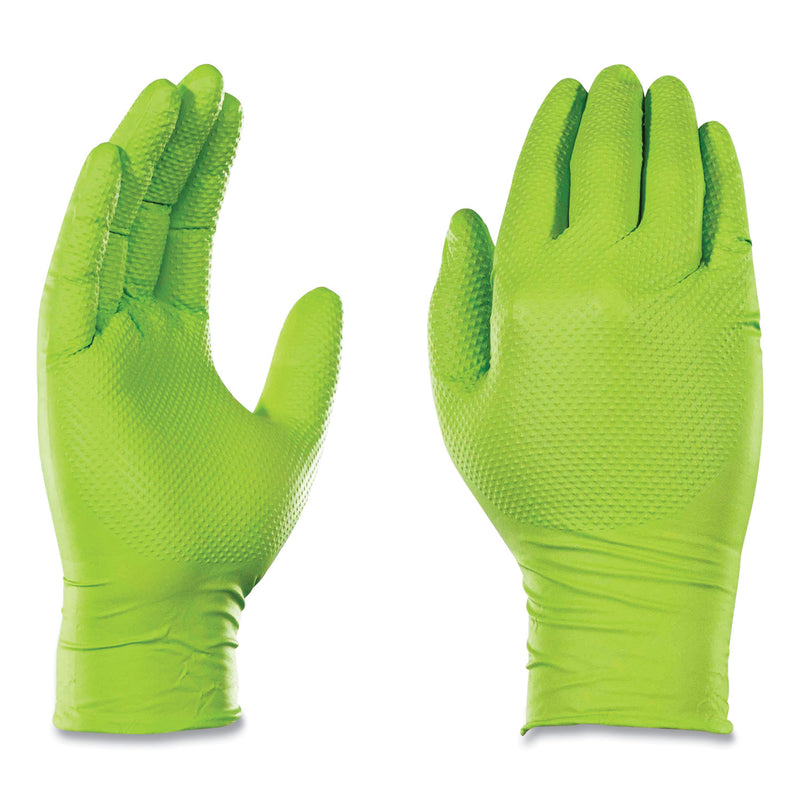 GloveWorks® by AMMEX® Heavy-Duty Industrial Nitrile Gloves, Powder-Free, 8 mil, X-Large, Green, 100 Gloves/Box, 10 Boxes/Carton (AXCGWGN48100) Case of 1000