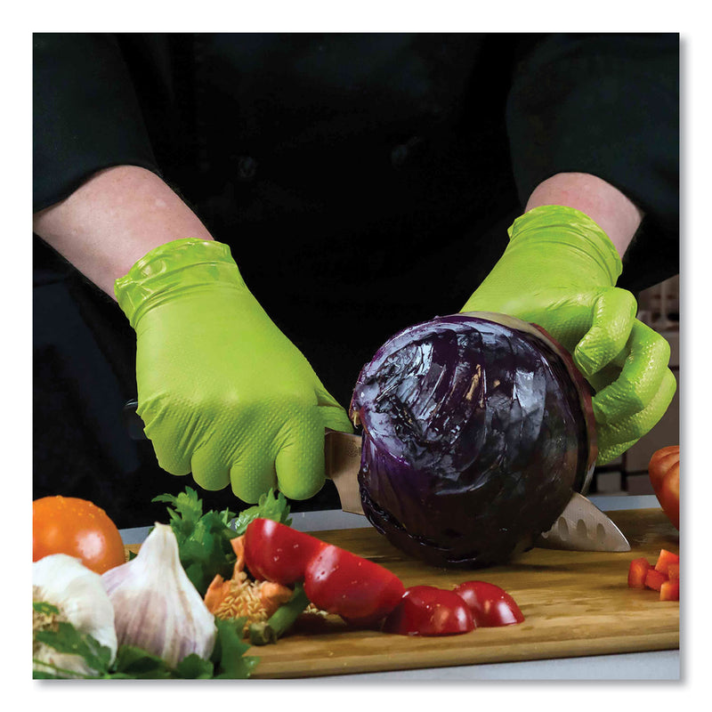 GloveWorks® by AMMEX® Heavy-Duty Industrial Nitrile Gloves, Powder-Free, 8 mil, X-Large, Green, 100 Gloves/Box, 10 Boxes/Carton (AXCGWGN48100) Case of 1000