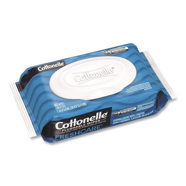 Cottonelle® Fresh Care Flushable Cleansing Cloths, 1-Ply, 3.75 x 5.5, White, 42/Pack, 8 Packs/Carton (KCC44932CT)