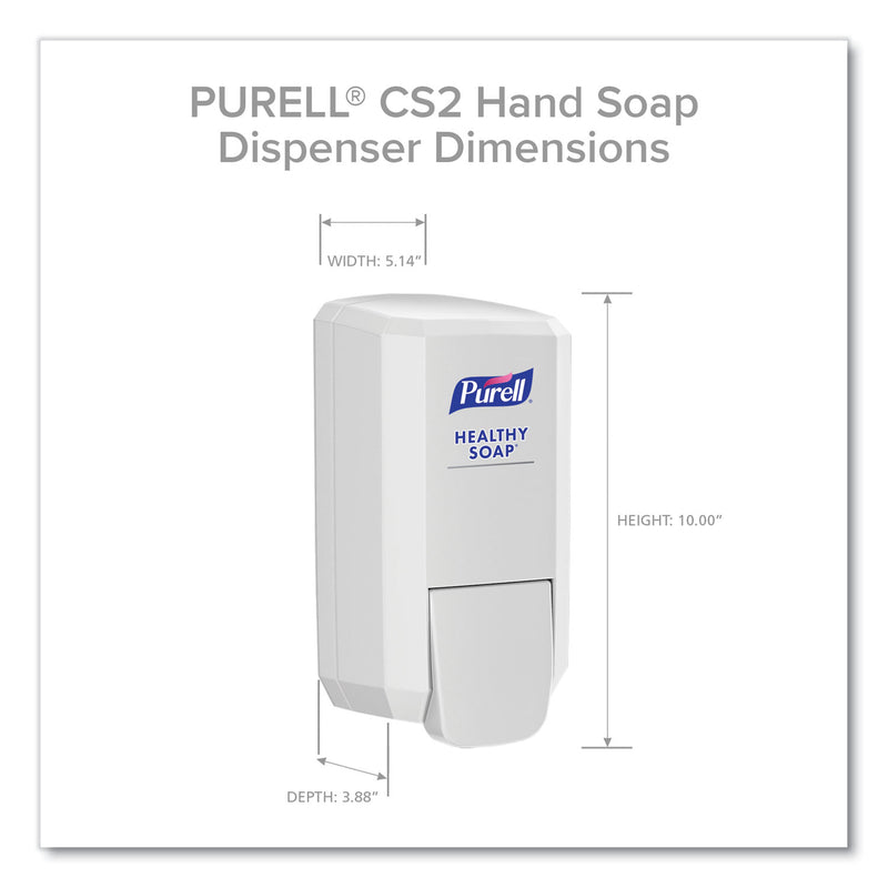 Purell CS2 Healthy Soap Dispenser, 1,000 mL, 5.14" x 3.88" x 10", White, 6/Carton (GOJ413106CT) Case of 6