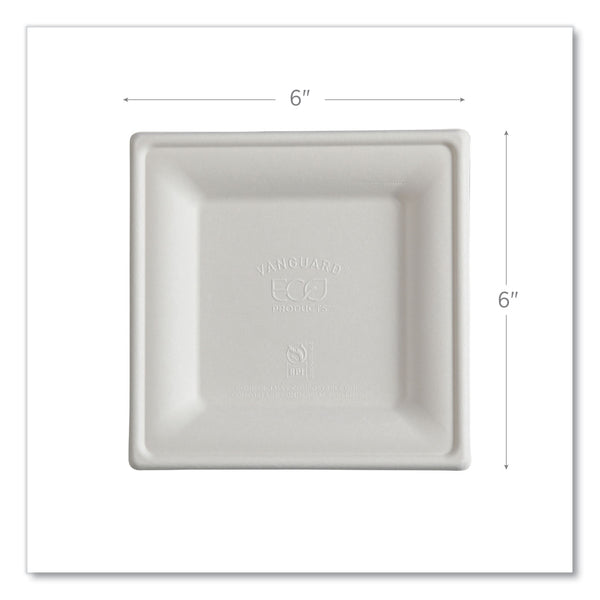 Eco-Products® Vanguard Renewable and Compostable Sugarcane Plates, 6 x 6, White, 500/Carton (ECOEPP021NFA) Case of 500