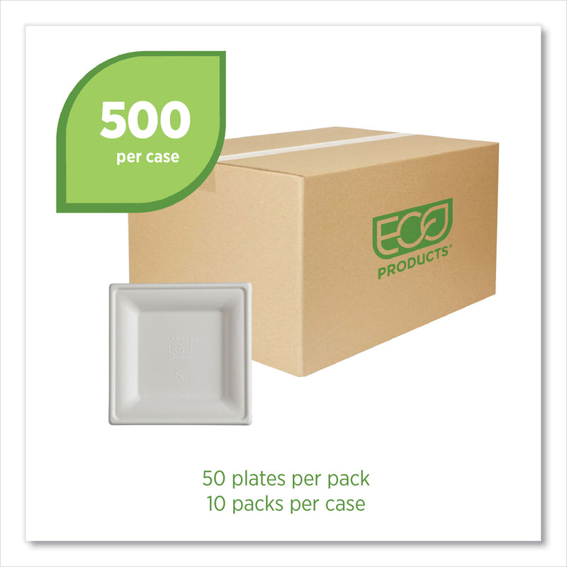 Eco-Products® Vanguard Renewable and Compostable Sugarcane Plates, 6 x 6, White, 500/Carton (ECOEPP021NFA) Case of 500