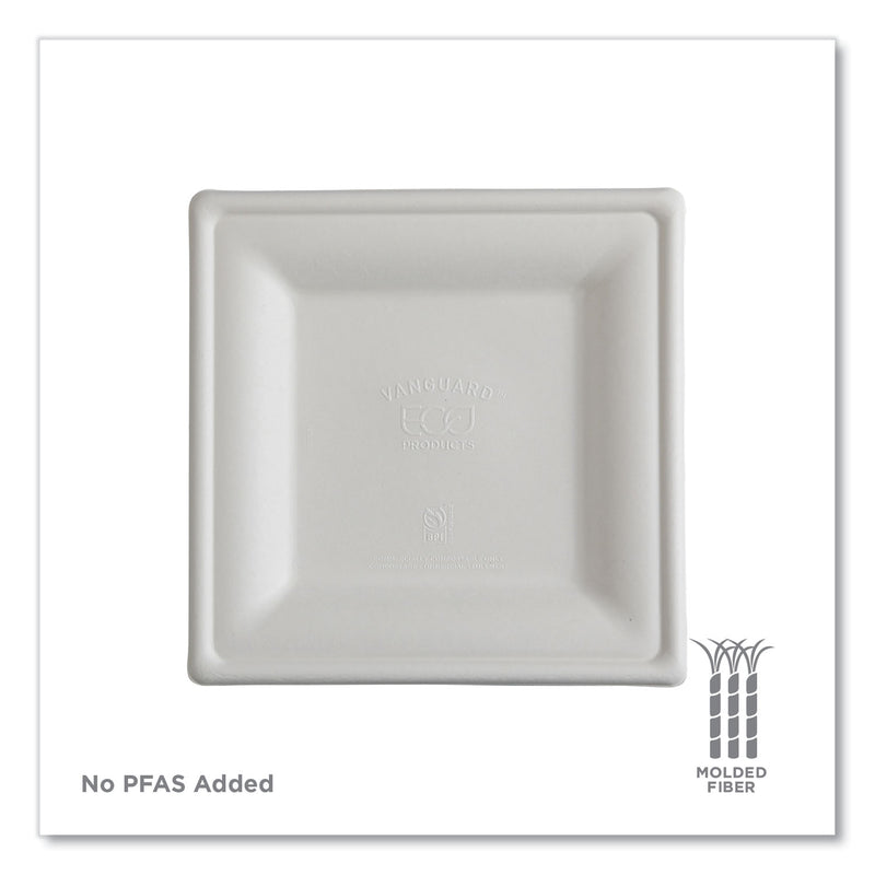 Eco-Products® Vanguard Renewable and Compostable Sugarcane Plates, 10 x 10, White, 250/Carton (ECOEPP023NFA) Case of 250