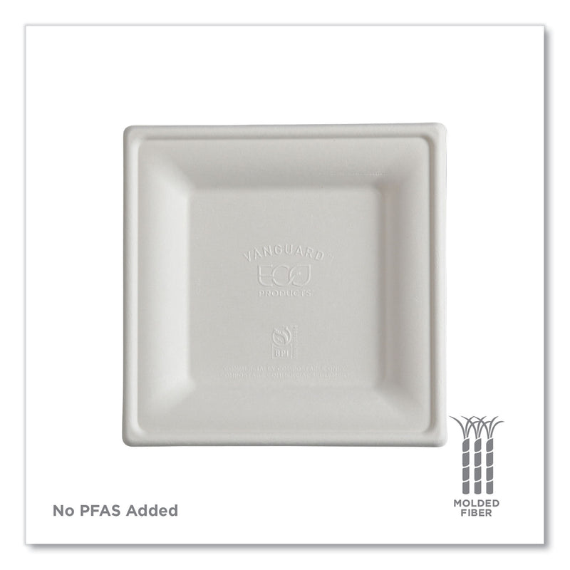 Eco-Products® Vanguard Renewable and Compostable Sugarcane Plates, 6 x 6, White, 500/Carton (ECOEPP021NFA) Case of 500