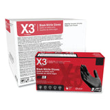 X3® by AMMEX® Industrial Nitrile Gloves, Powder-Free, Medium, 3 mil Thick, 9.5" Long, Black, 100/Box, 10 Boxes/Carton (AXCBX344100) Case of 1000