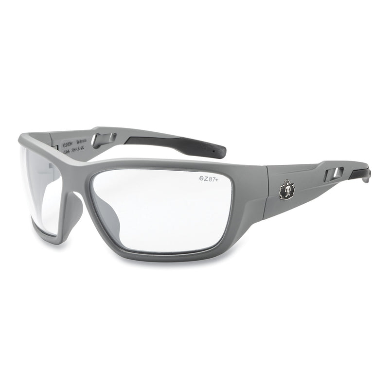 Skullerz BALDR Safety Glasses, Matte Gray Nylon Impact Frame, Anti-Fog Clear Polycarbonate Lens (EGO57103) Each