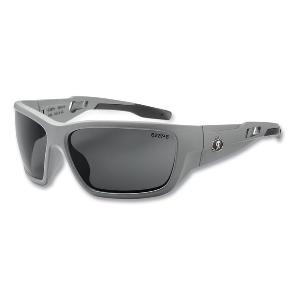 Skullerz BALDR Safety Glasses, Matte Gray Nylon Impact Frame, Anti-Fog Smoke Polycarbonate Lens (EGO57133) Each