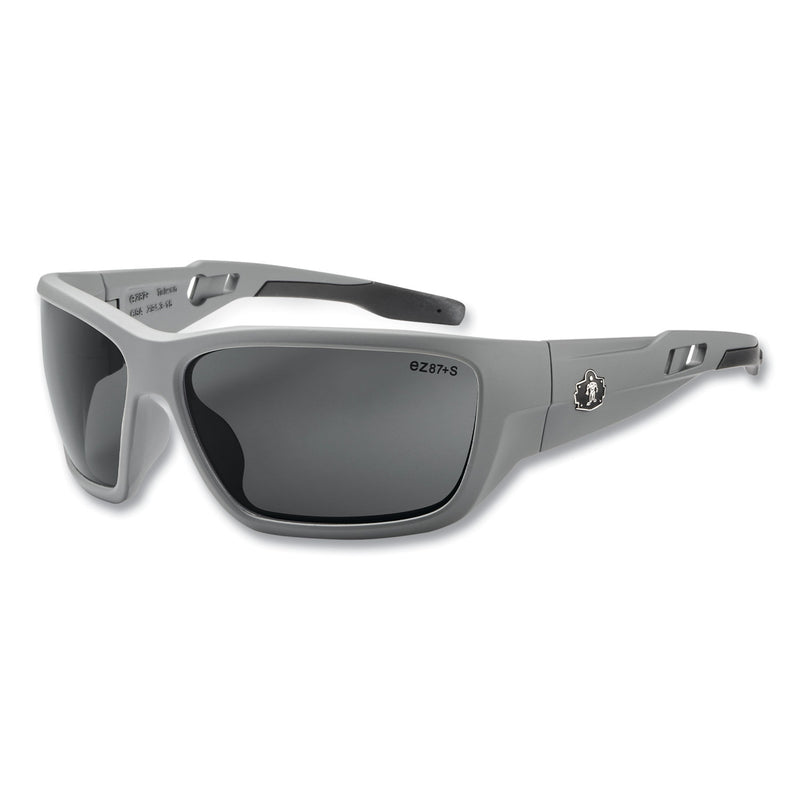 Skullerz BALDR Safety Glasses, Matte Gray Nylon Impact Frame, Anti-Fog Smoke Polycarbonate Lens (EGO57133) Each