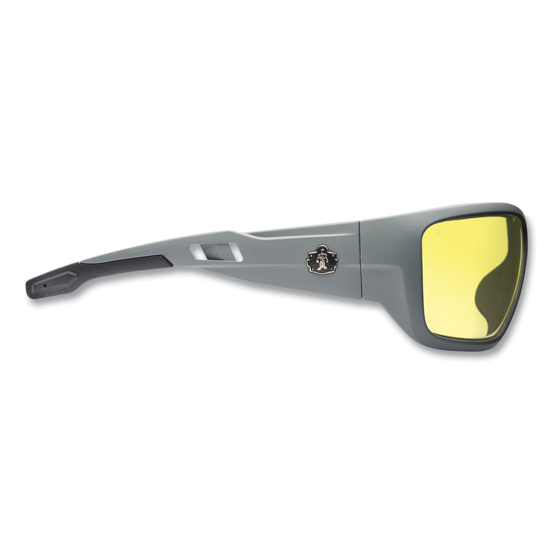 ergodyne® Skullerz BALDR Safety Glasses, Matte Gray Nylon Impact Frame, Yellow Polycarbonate Lens (EGO57150) Each