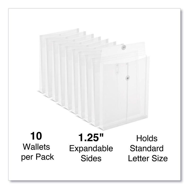 Universal Top Opening Poly Envelopes, 1.25" Expansion, Letter Size, Clear, 10/Pack (UNV50790) Pack of 10