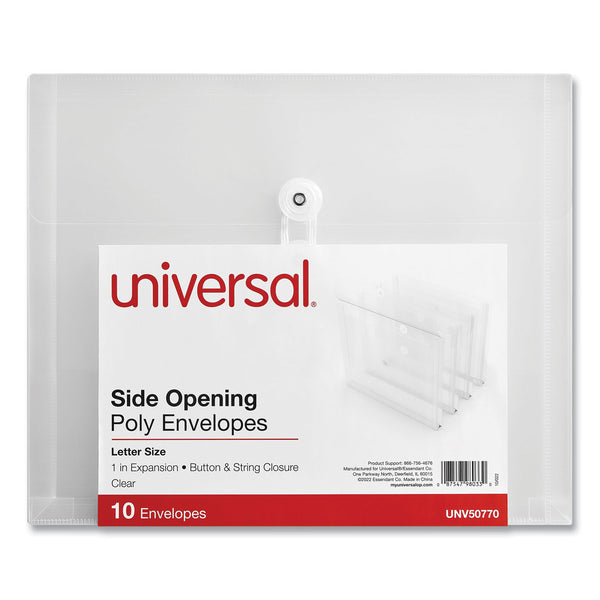 Universal Side Opening Poly Envelopes, 1" Expansion, Letter Size, Clear, 10/Pack (UNV50770) Pack of 10