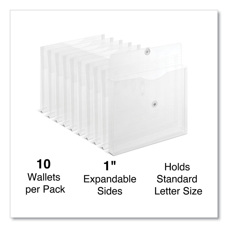Universal Side Opening Poly Envelopes, 1" Expansion, Letter Size, Clear, 10/Pack (UNV50770) Pack of 10