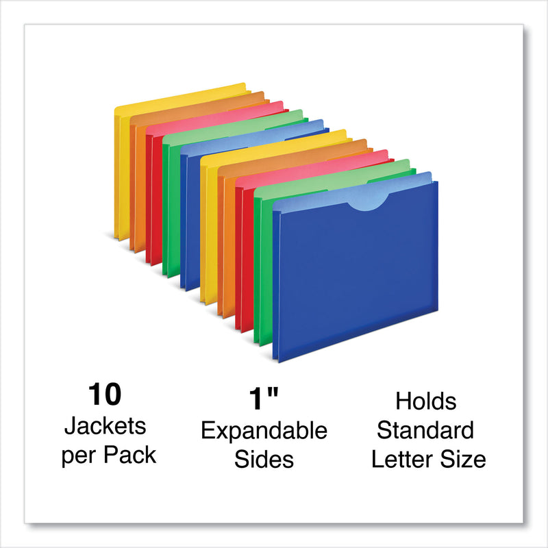Universal Expanding Poly File Jackets, 1 Section, Straight Tab, Letter Size, Assorted, 10/Pack (UNV50750) Pack of 10