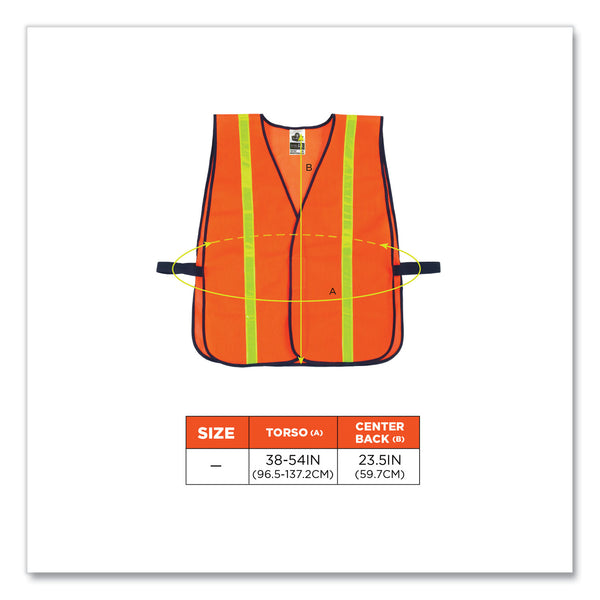 8040HL Non-Certified Hi-Gloss Vest, Polyester, One Size Fits Most, Orange (EGO20070) Each