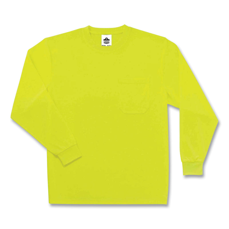 GloWear 8091 Non-Certified Hi-Vis Long Sleeve Shirt, Small, Lime (EGO21582) Each