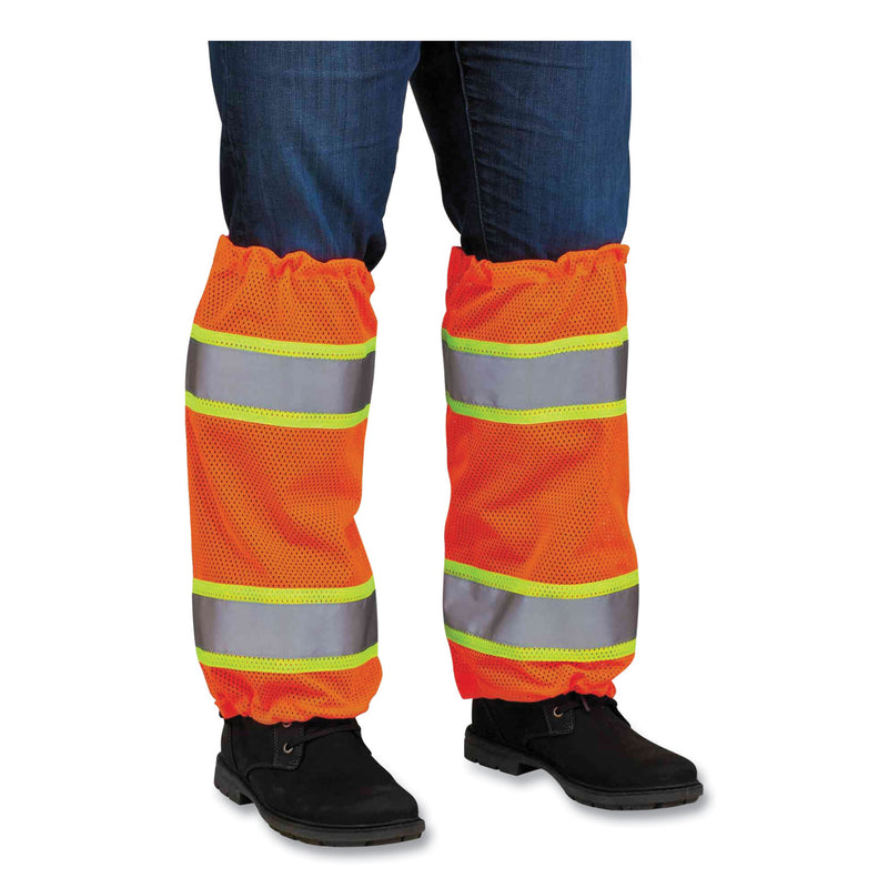 ergodyne® GloWear 8009 Class E Two-Tone Mesh Leg Gaiters, One Size Fits Most, Orange (EGO29091) 1 Pair