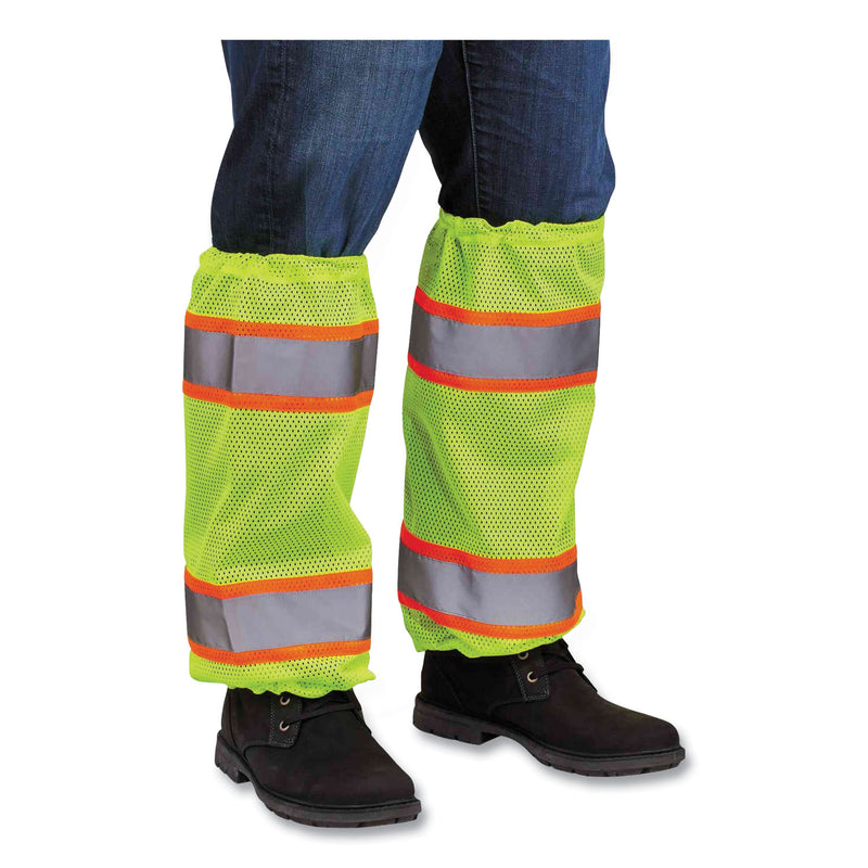 GloWear 8009 Class E Two-Tone Mesh Leg Gaiters, One Size Fits Most, Lime (EGO29093) 1 Pair