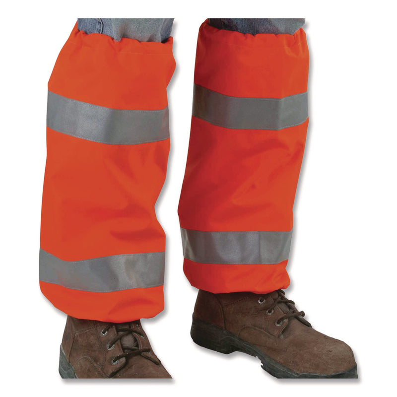 ergodyne® GloWear 8008 Class E Hi-Vis Leg Gaiters, Polyester with Polyurethane Coating, One Size Fits Most, Orange (EGO29081) 1 Pair