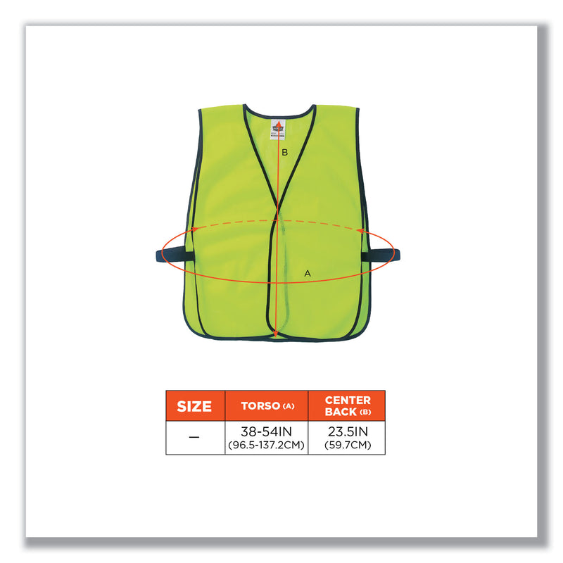 GloWear 8010HL Non-Certified Economy Vest, Polyester, One Size Fits Most, Lime (EGO20020) Each