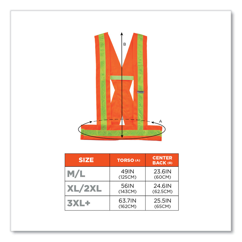 ergodyne® GloWear 8140BA Class 1 Breakaway Sash, Polyester, Medium/Large, Orange (EGO27017) Each