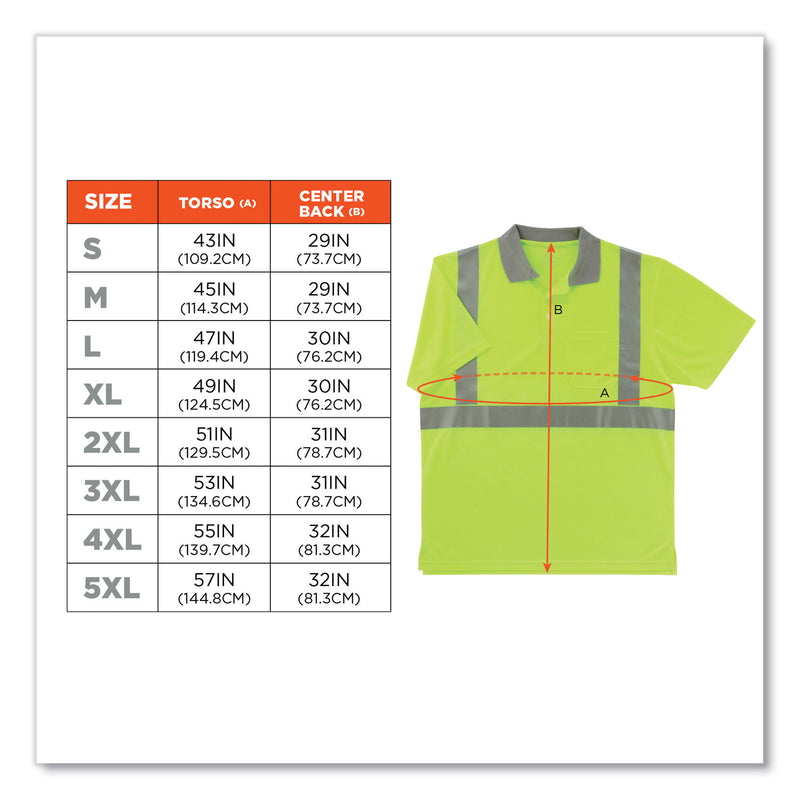 ergodyne® GloWear 8295 Class 2 Hi-Vis Polo Shirt, 4X-Large, Lime (EGO21648) Each