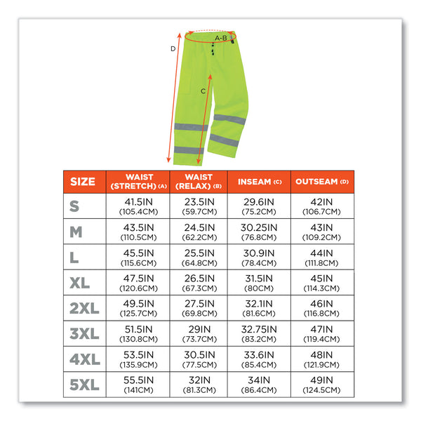 GloWear 8925 Class E Hi-Vis Thermal Pants, 5X-Large, Lime (EGO24459) Each