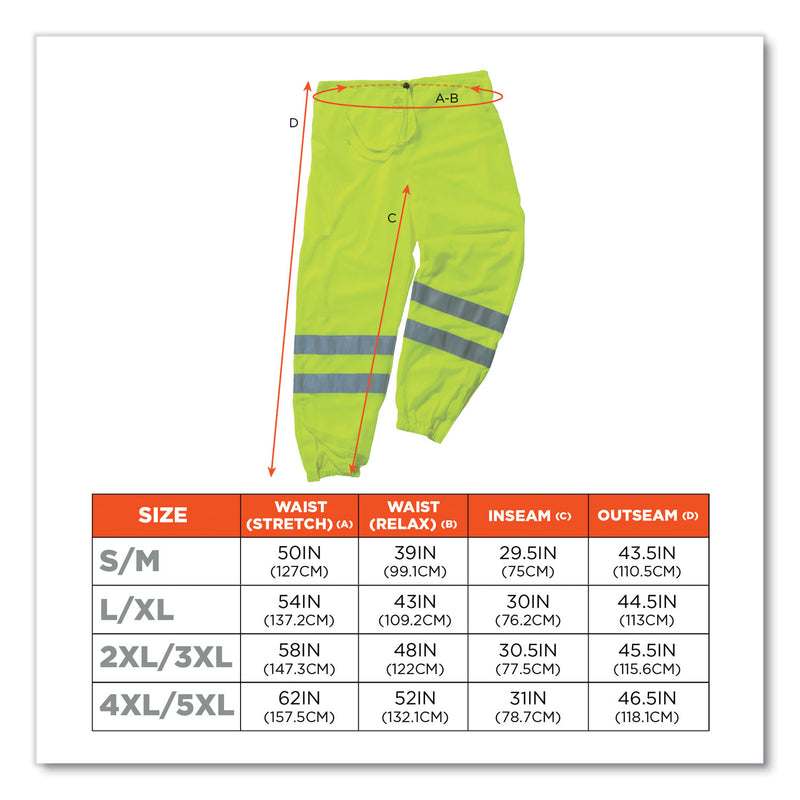 ergodyne® GloWear 8910 Class E Hi-Vis Pants, Small/Medium, Lime (EGO22953) Each