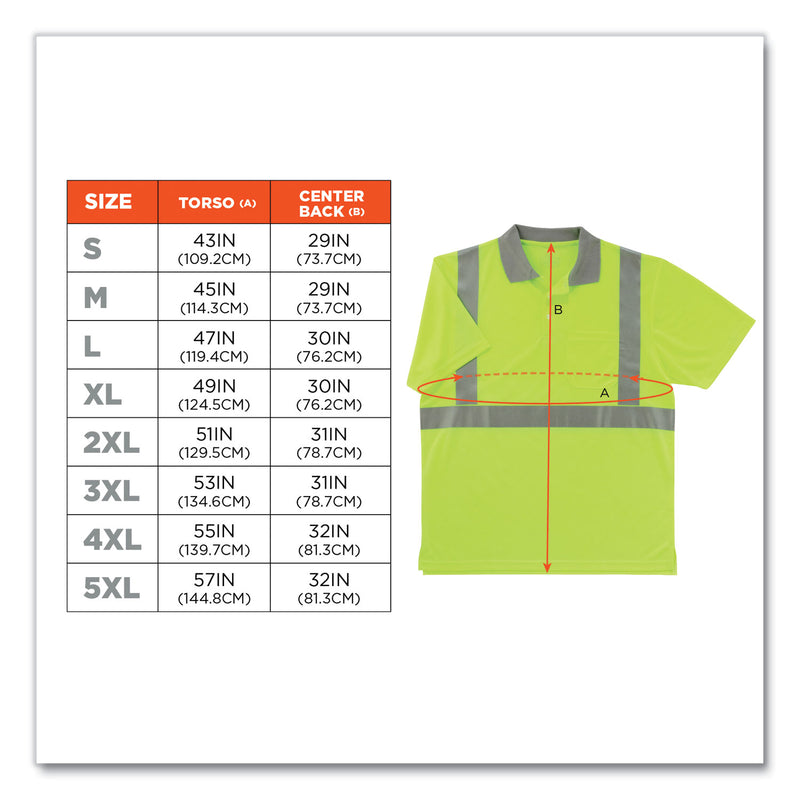 GloWear 8295 Class 2 Hi-Vis Polo Shirt, 3X-Large, Lime (EGO21647) Each