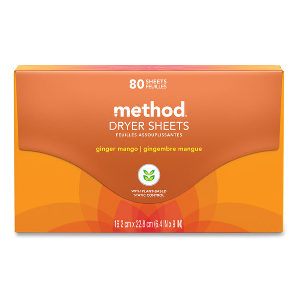 Method Dryer Sheets, Ginger Mango, 80/Box, 6 Boxes/Carton (MTH318049) Case of 6