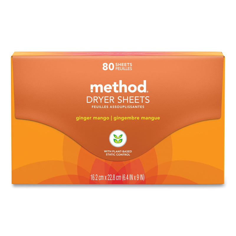 Method Dryer Sheets, Ginger Mango, 80/Box, 6 Boxes/Carton (MTH318049) Case of 6
