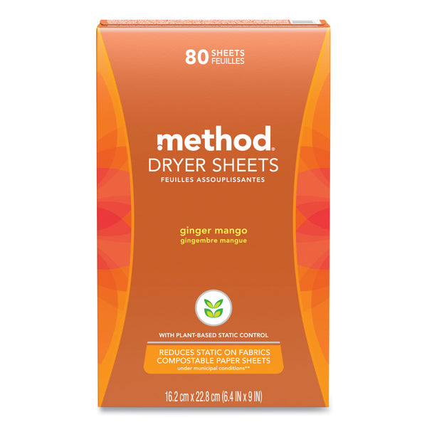 Method Dryer Sheets, Ginger Mango, 80/Box, 6 Boxes/Carton (MTH318049) Case of 6