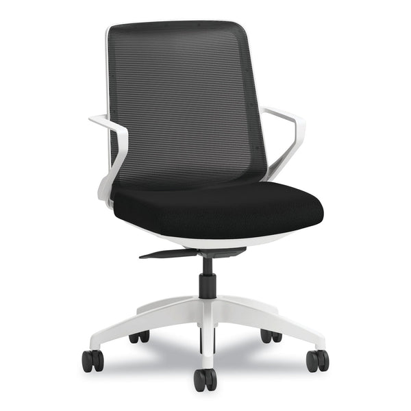 HON® Cliq Office Chair, Supports Up to 300 lb, 17" to 22" Seat Height, Black Seat/Back, White Base (HONCLQIMCU10DW) Each