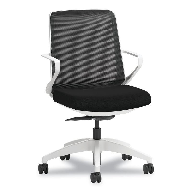 HON® Cliq Office Chair, Supports Up to 300 lb, 17" to 22" Seat Height, Black Seat/Back, White Base (HONCLQIMCU10DW) Each